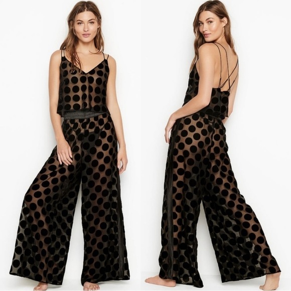 Victoria’s Secret sheer/velvet polka dot pants - Picture 1 of 11
